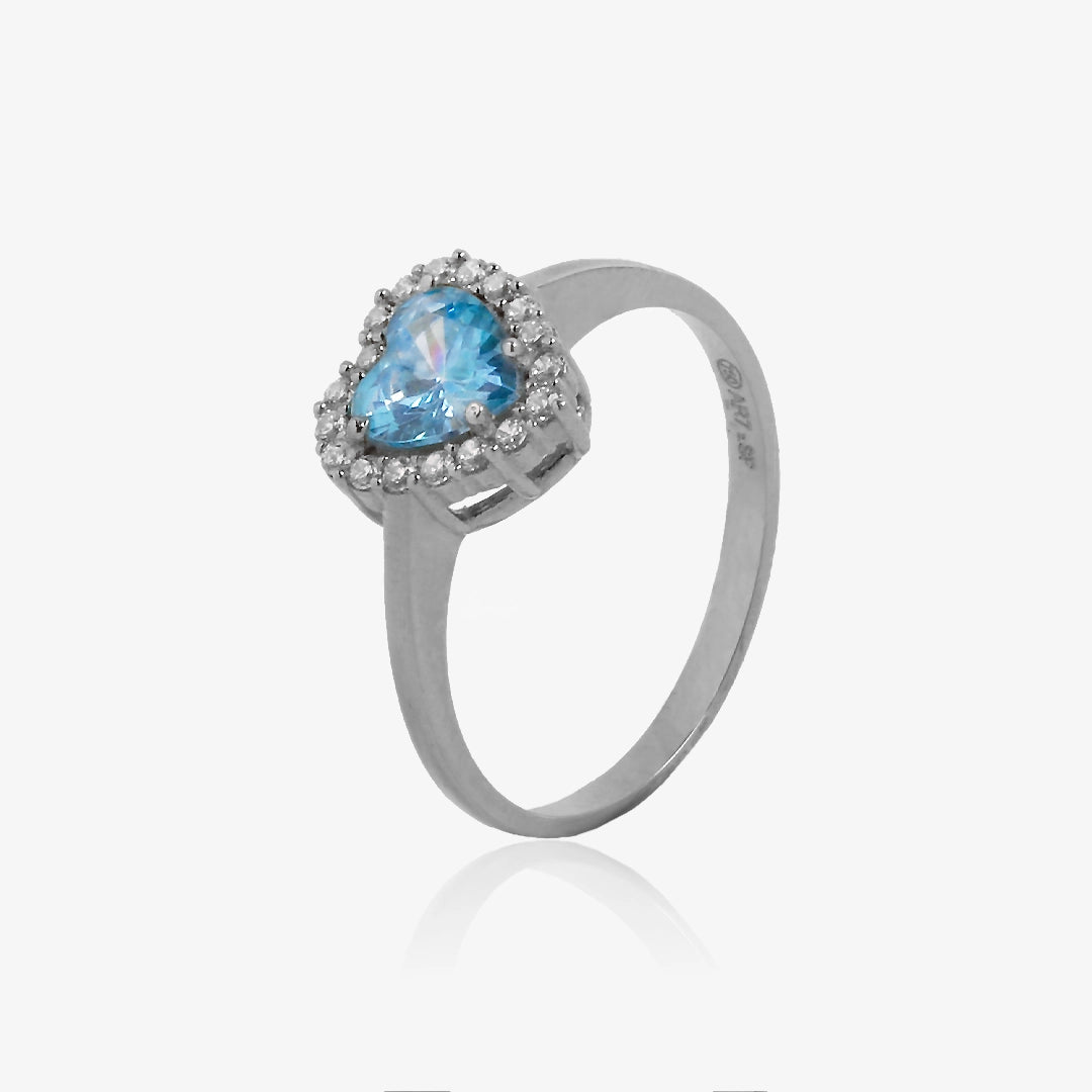 Anillo Aguamarina Corazón
