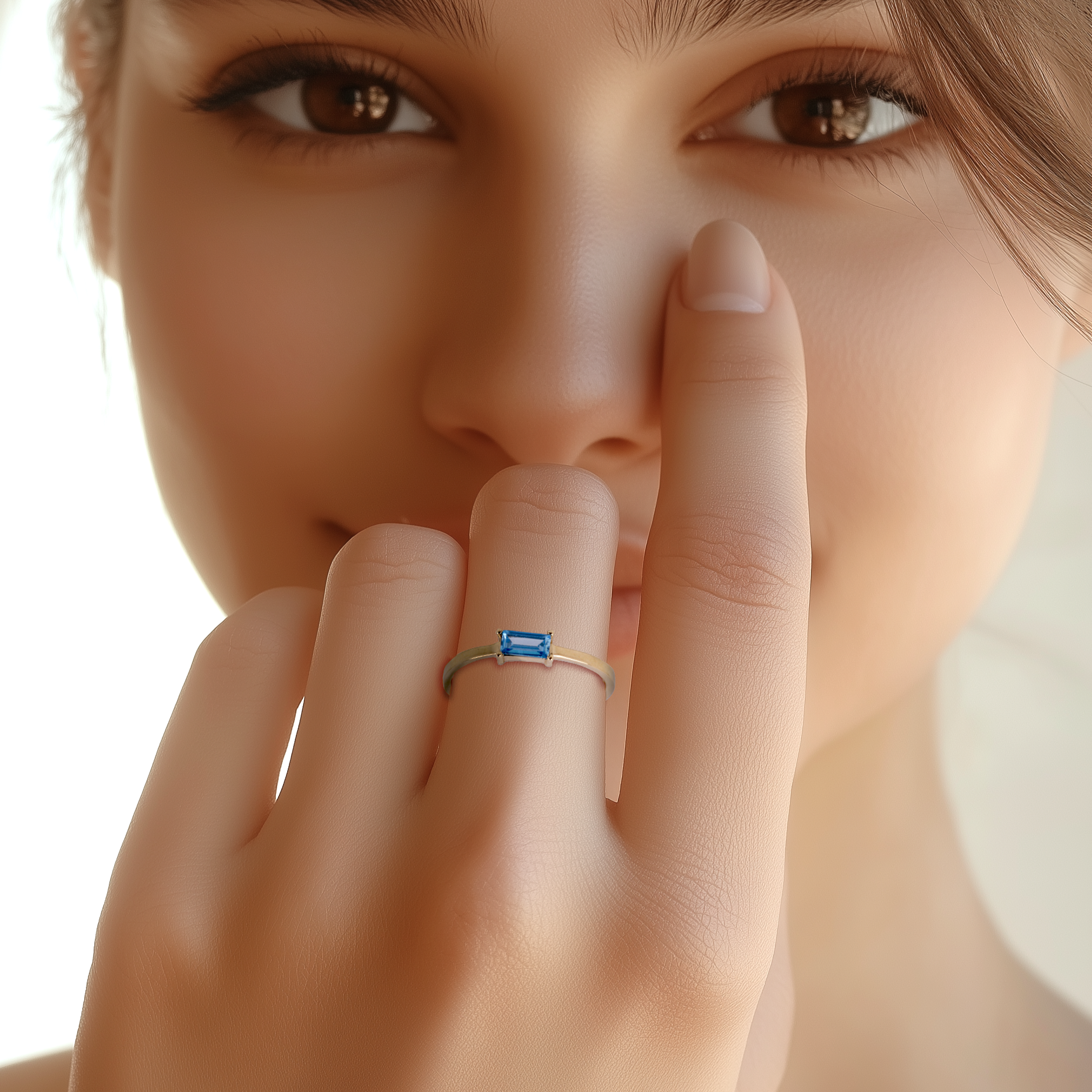 Anillo Circonita Rectangular