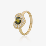 Anillo Corazón piedra verde