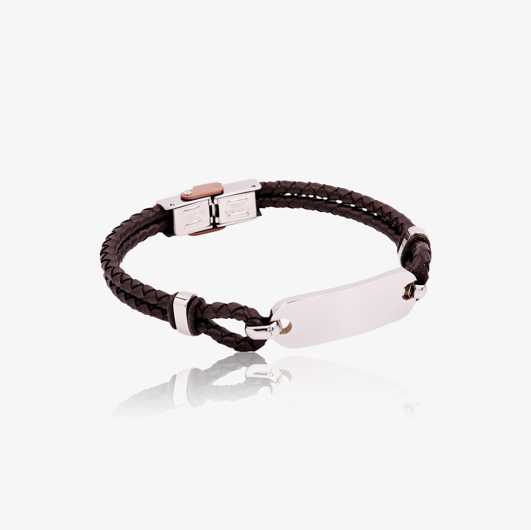 RS ROSLAIN SPORT BRACELET STEEL SLAVE LEATHER BROWN