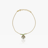 Gold9 Green Stone Bracelet Tree of Life Anklet