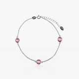 Pulsera Rolo y circonitas rosas