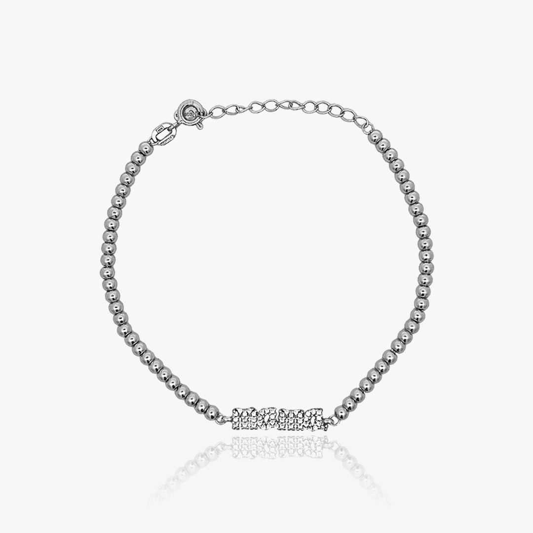 Pulsera Plata Piedra Mama Bolas 18 Cm
