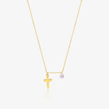 Mini cross and zirconia necklace.