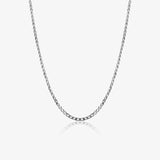Stoned Flat Curved Silver Chain 4 C 50