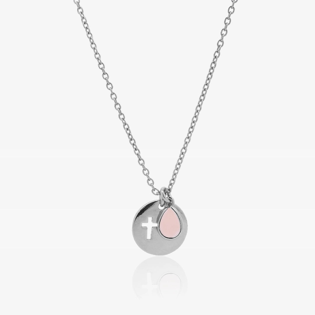 Gargantilla Plata Piedras Cruz 42 Cm