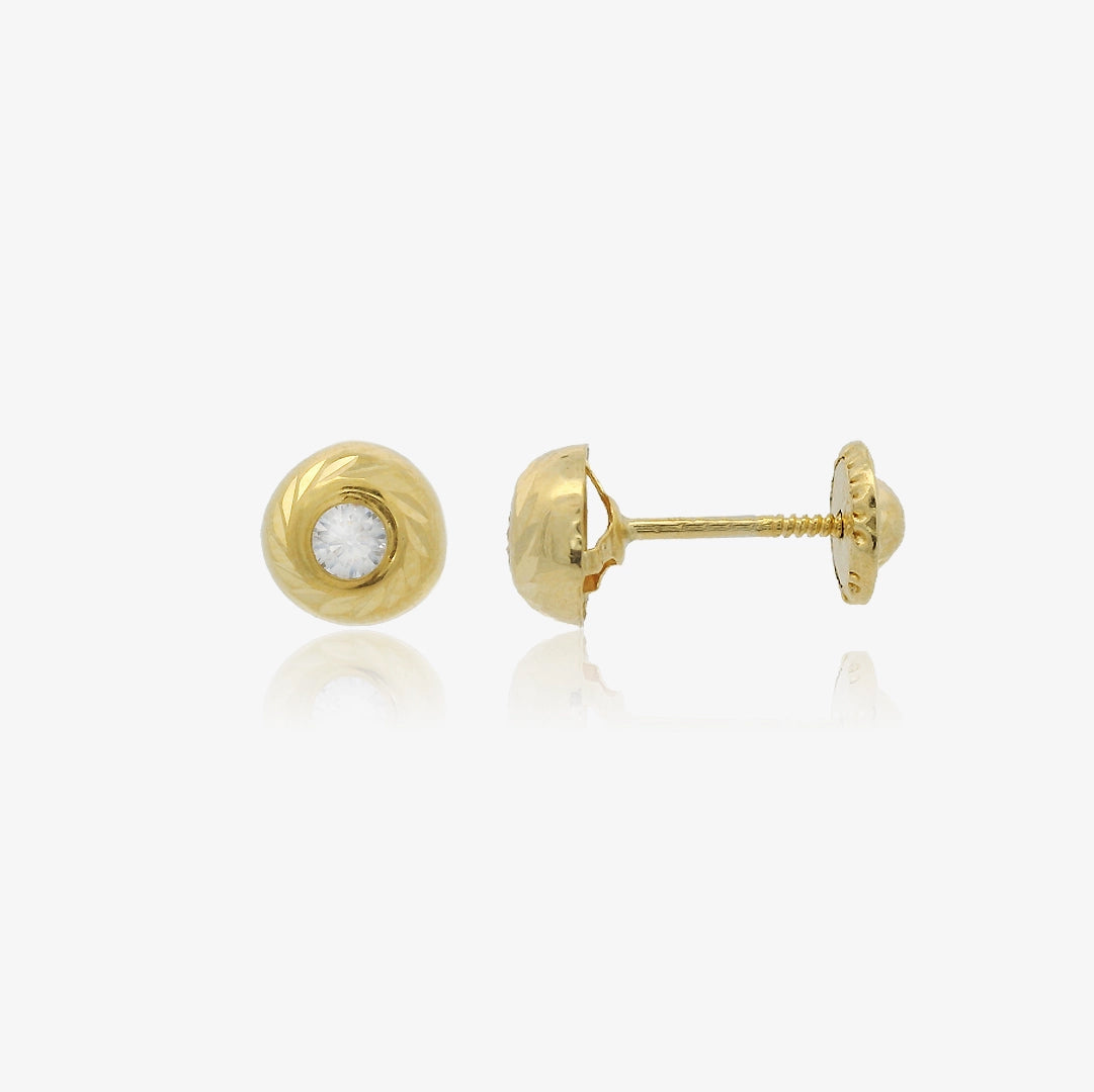 Pares Oro Rosca Grande Curvo 2,5 Mm Tallado Bril