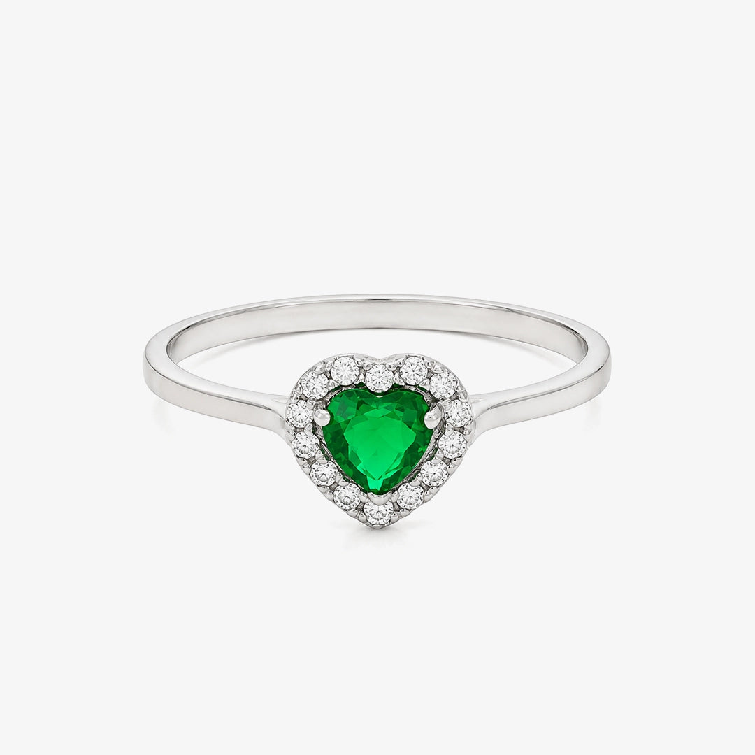 Anillo corazón esmeralda
