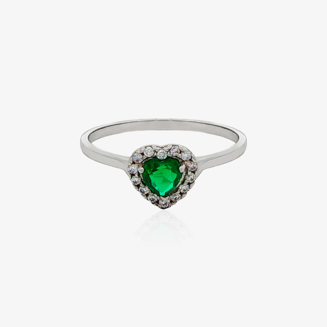 Anillo corazón esmeralda