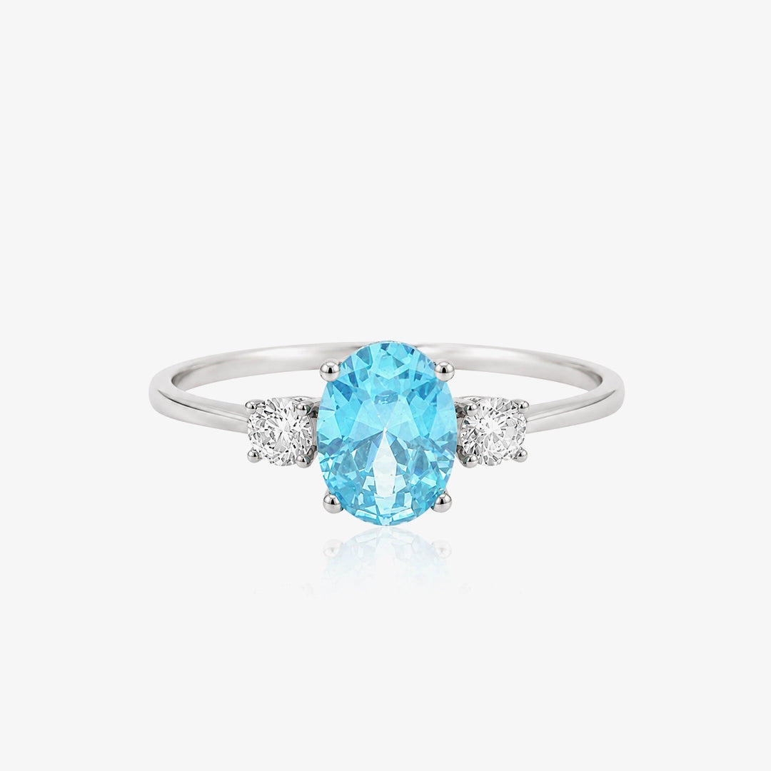 Anillo Trio Aguamarina