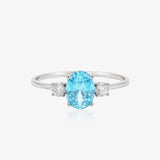 Anillo Trio Aguamarina