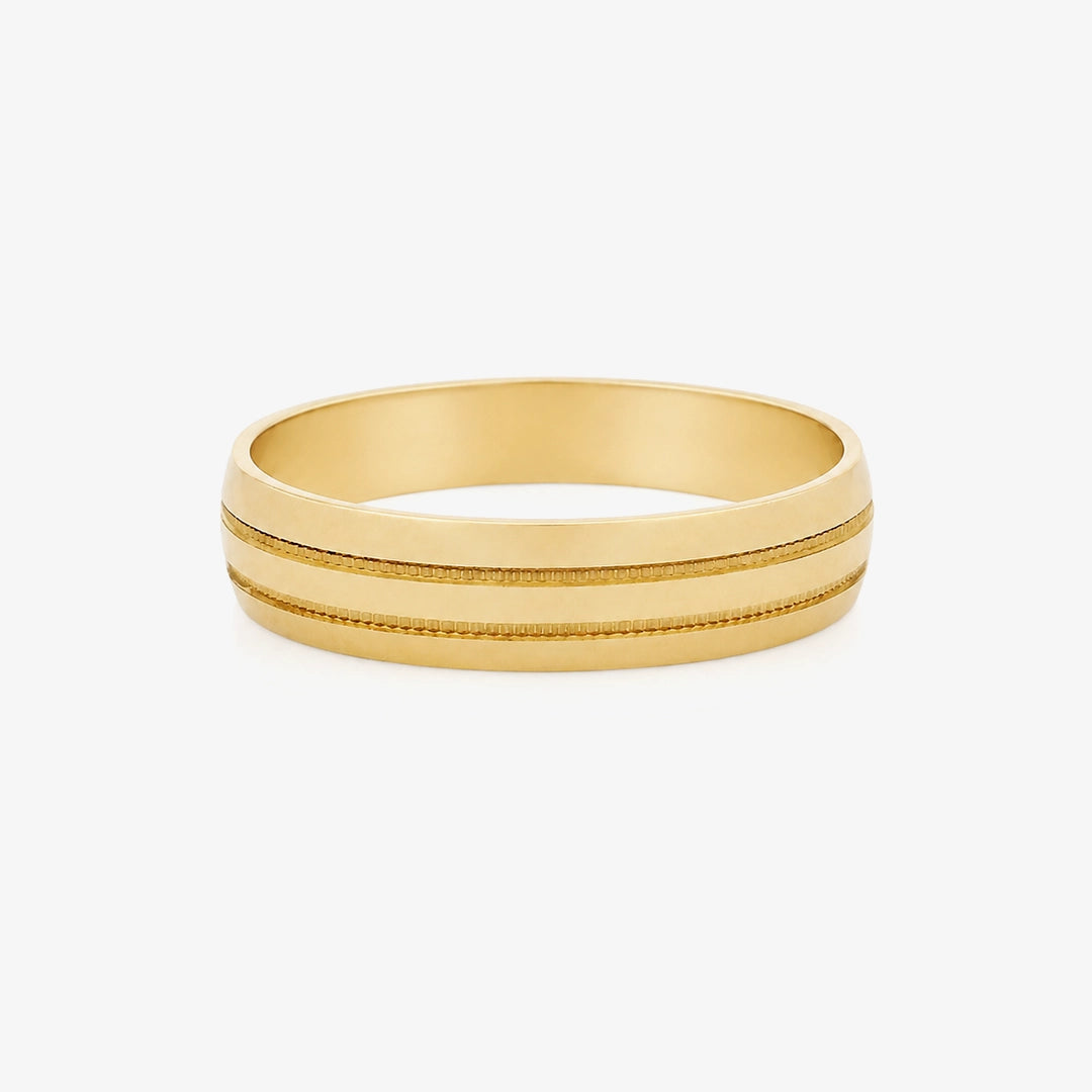 Half Round Double Line Wedding Band