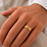 Half Round Double Line Wedding Band