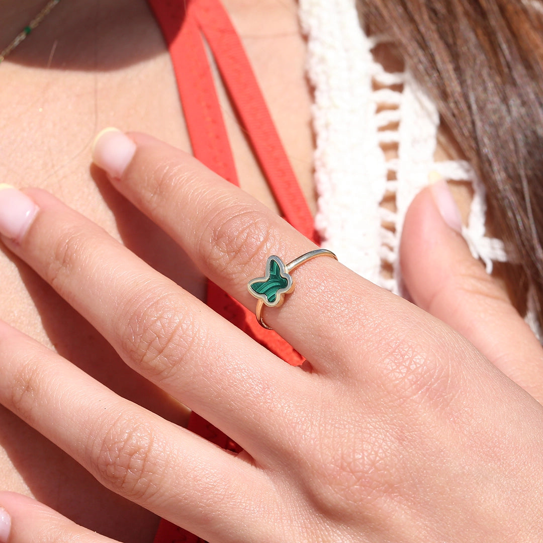 Anillo Malaquita Mariposa
