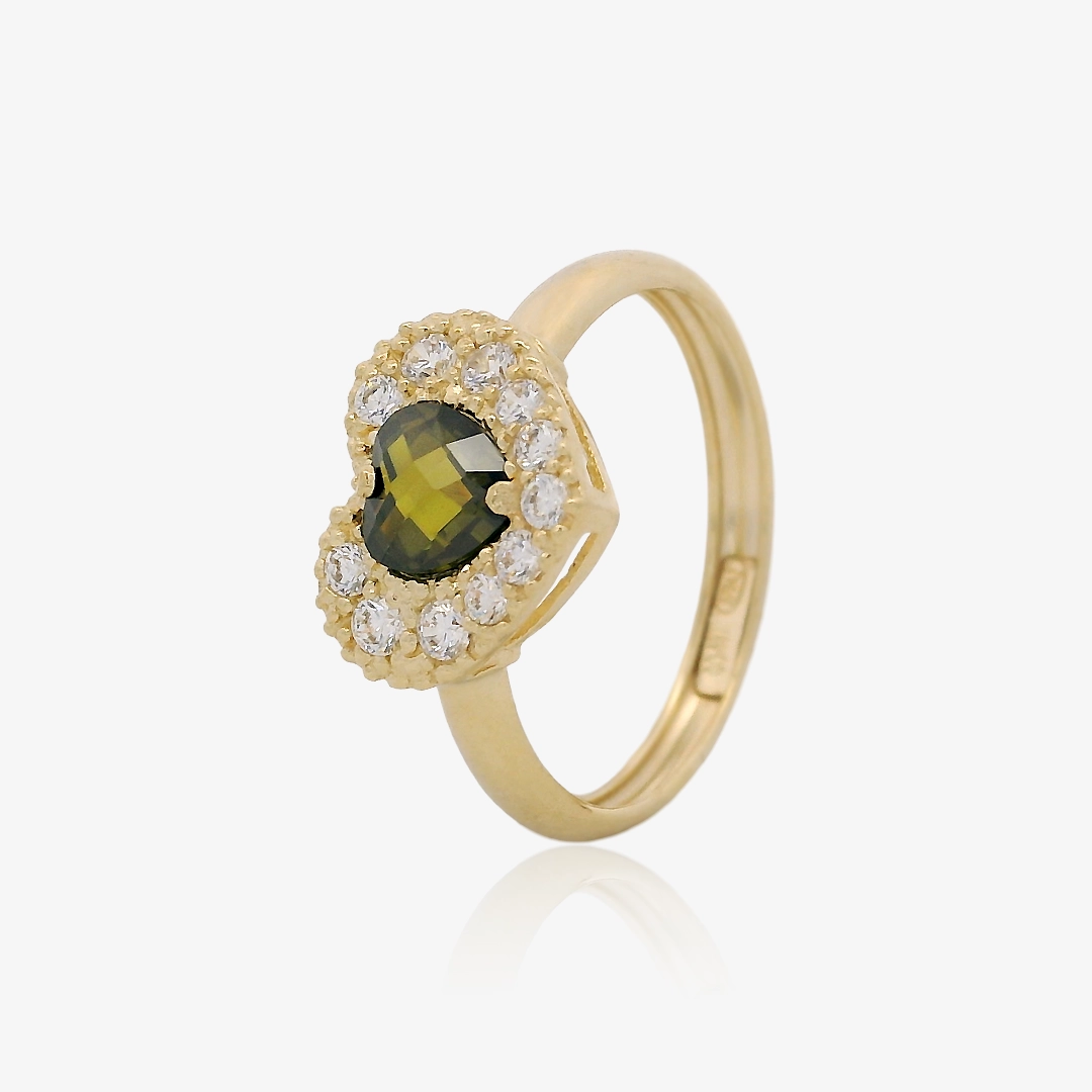 Anillo Corazón piedra verde