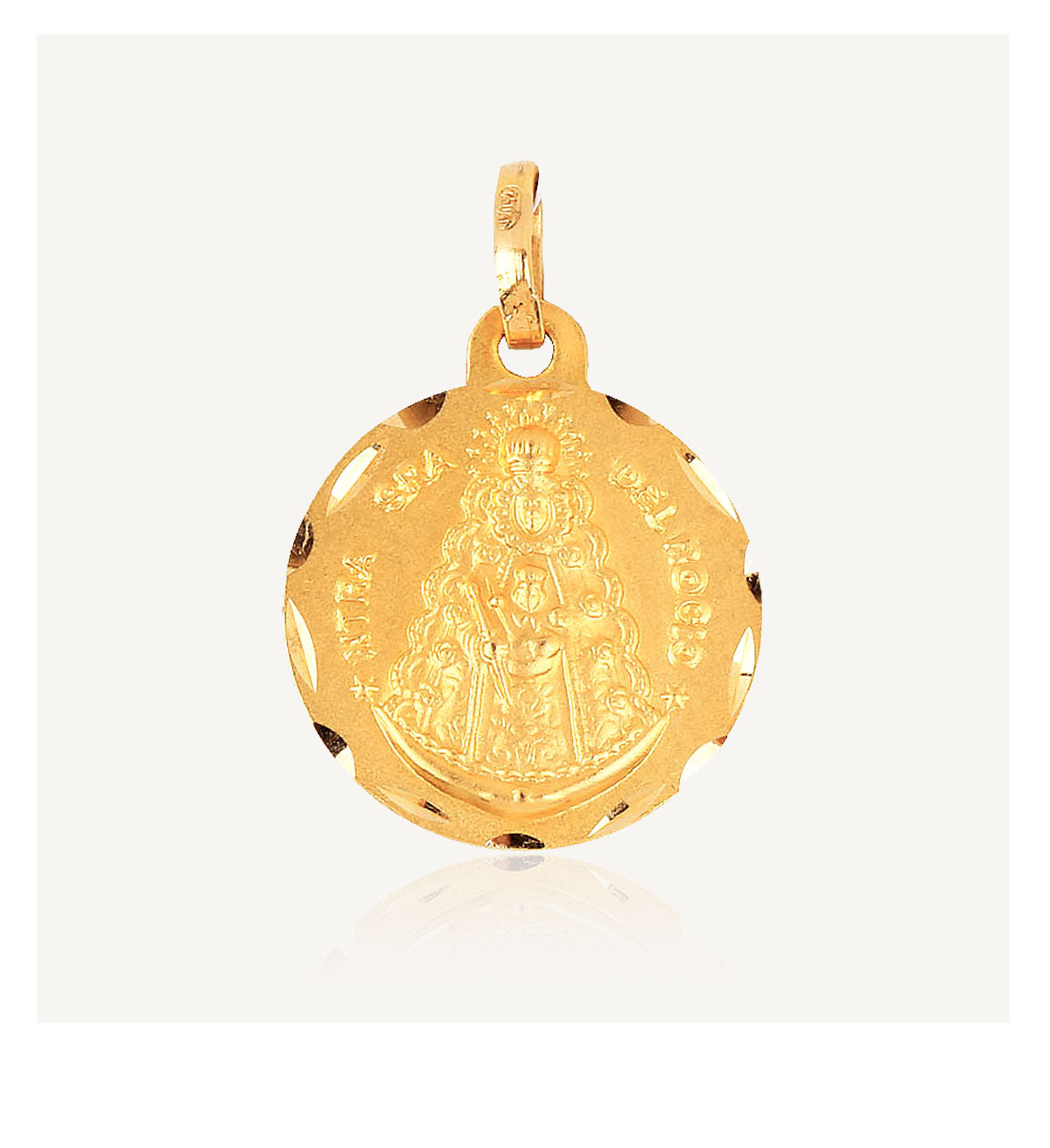 Col.Oro Medalla Liso Virgen Del Rocio 16 Mm