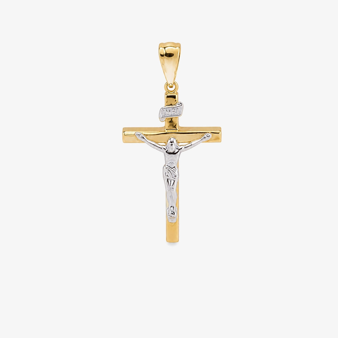 Smooth Bicolor Cross with Squared Christ Oro Cruz Collection