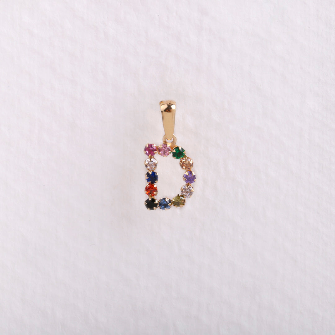 Multicolor initial pendant