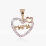 Heart pendant with zircons for mom