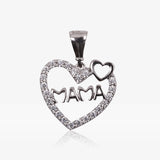 Heart pendant with zircons for mom