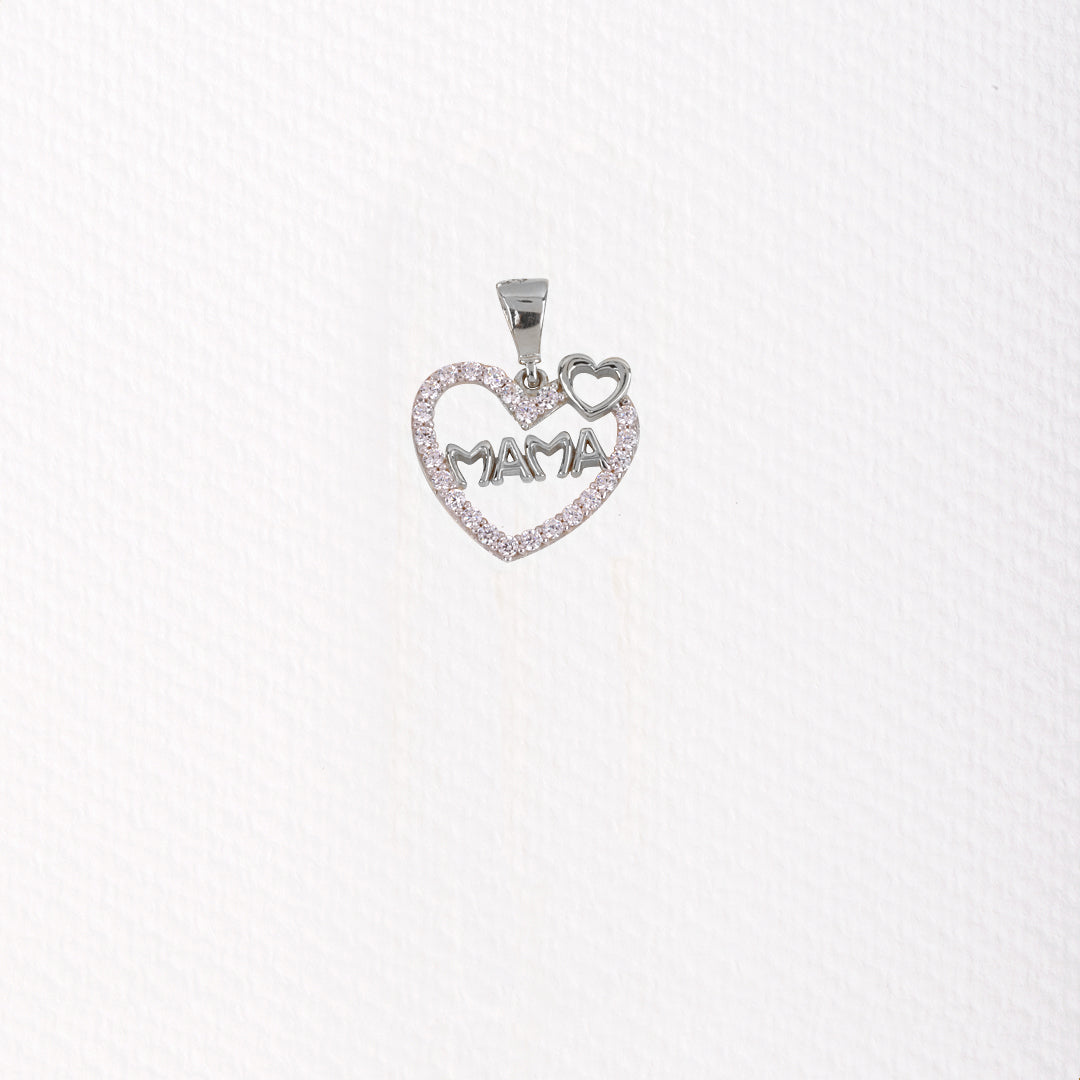 Heart pendant with zircons for mom