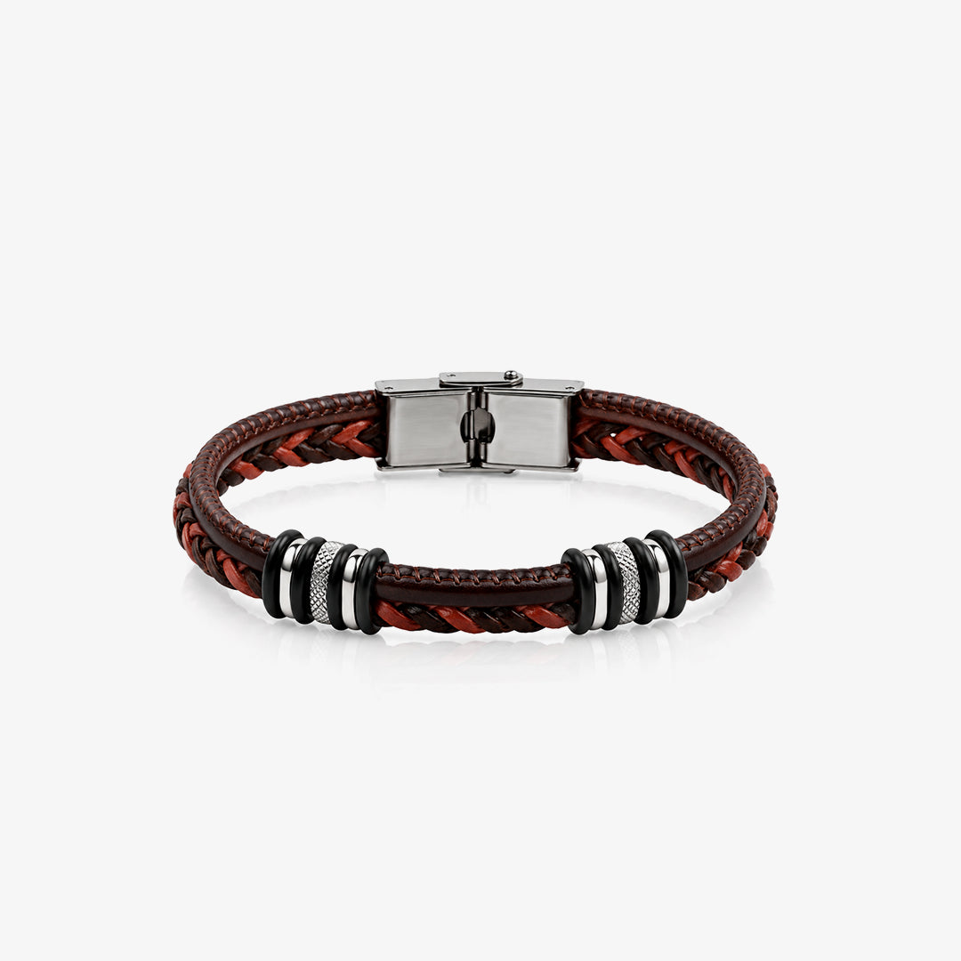 Steel Leather Bracelet