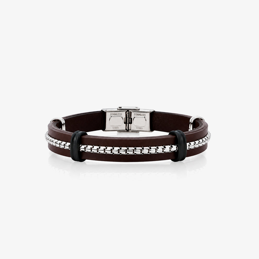 Pulsera ACERO Y PIEL