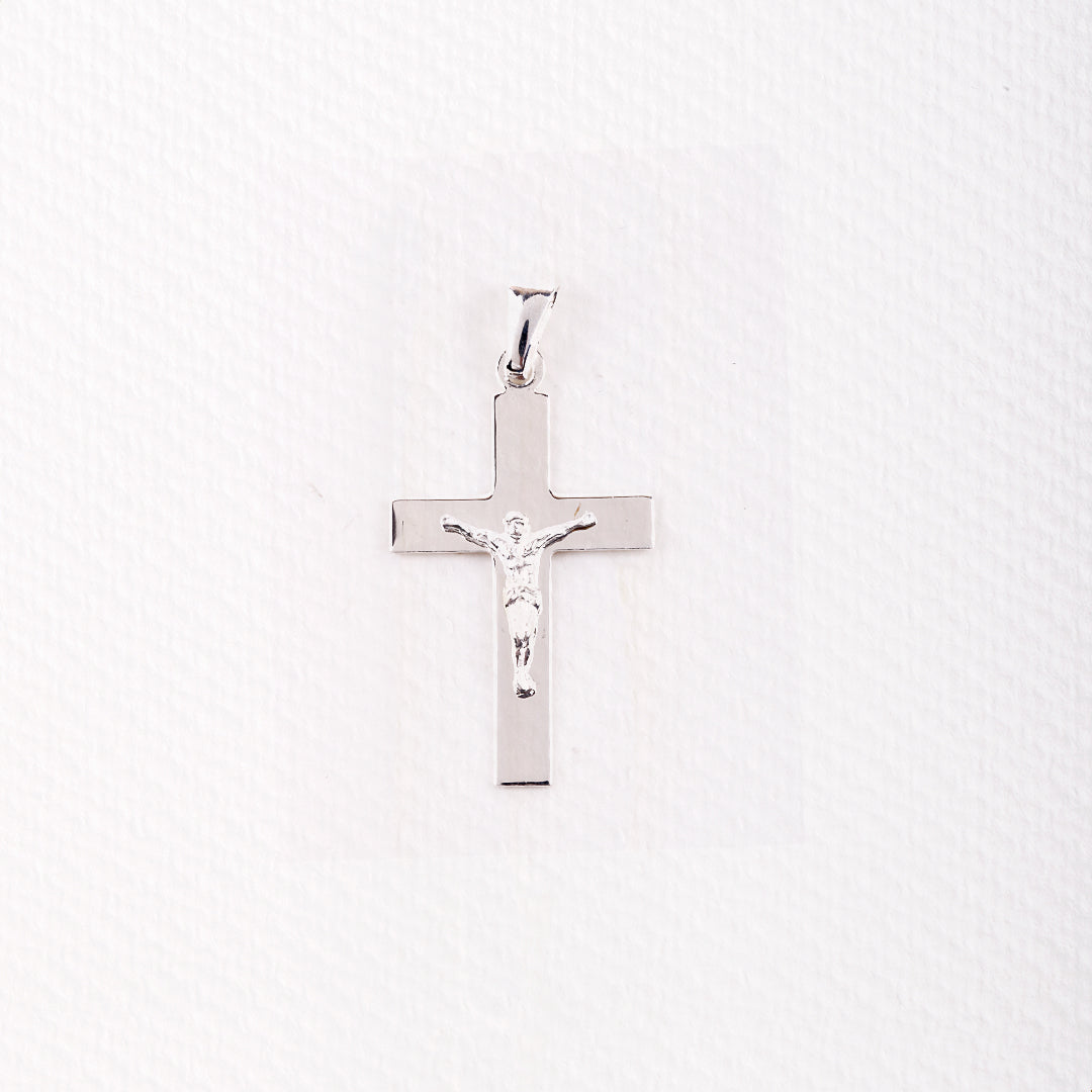 Col.Silver Cross Smooth Christ Square Flat