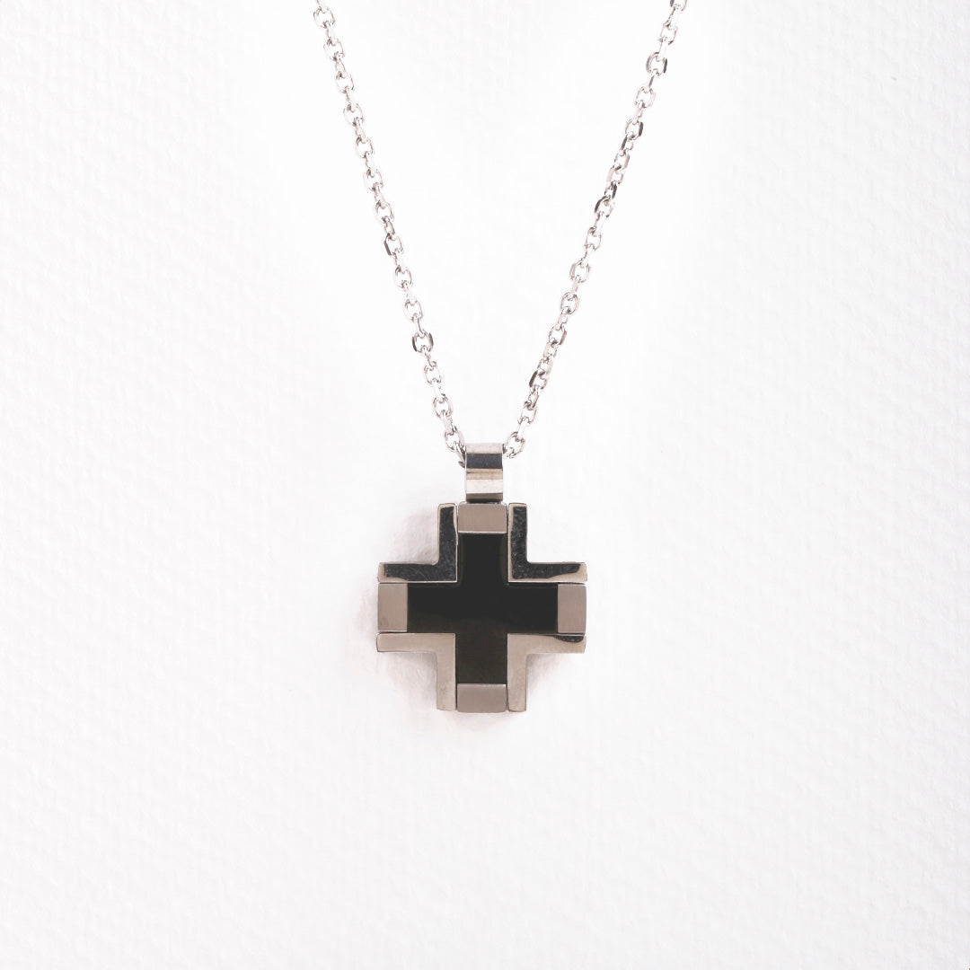 Black Square Cross Necklace RS