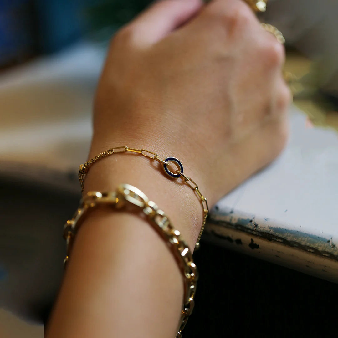 Oval Blue Enamel Bracelet