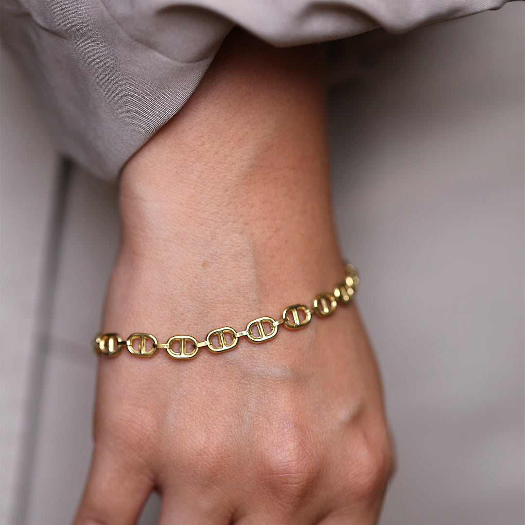 Pulsera Oro Lisa Travesiño 19 Cm