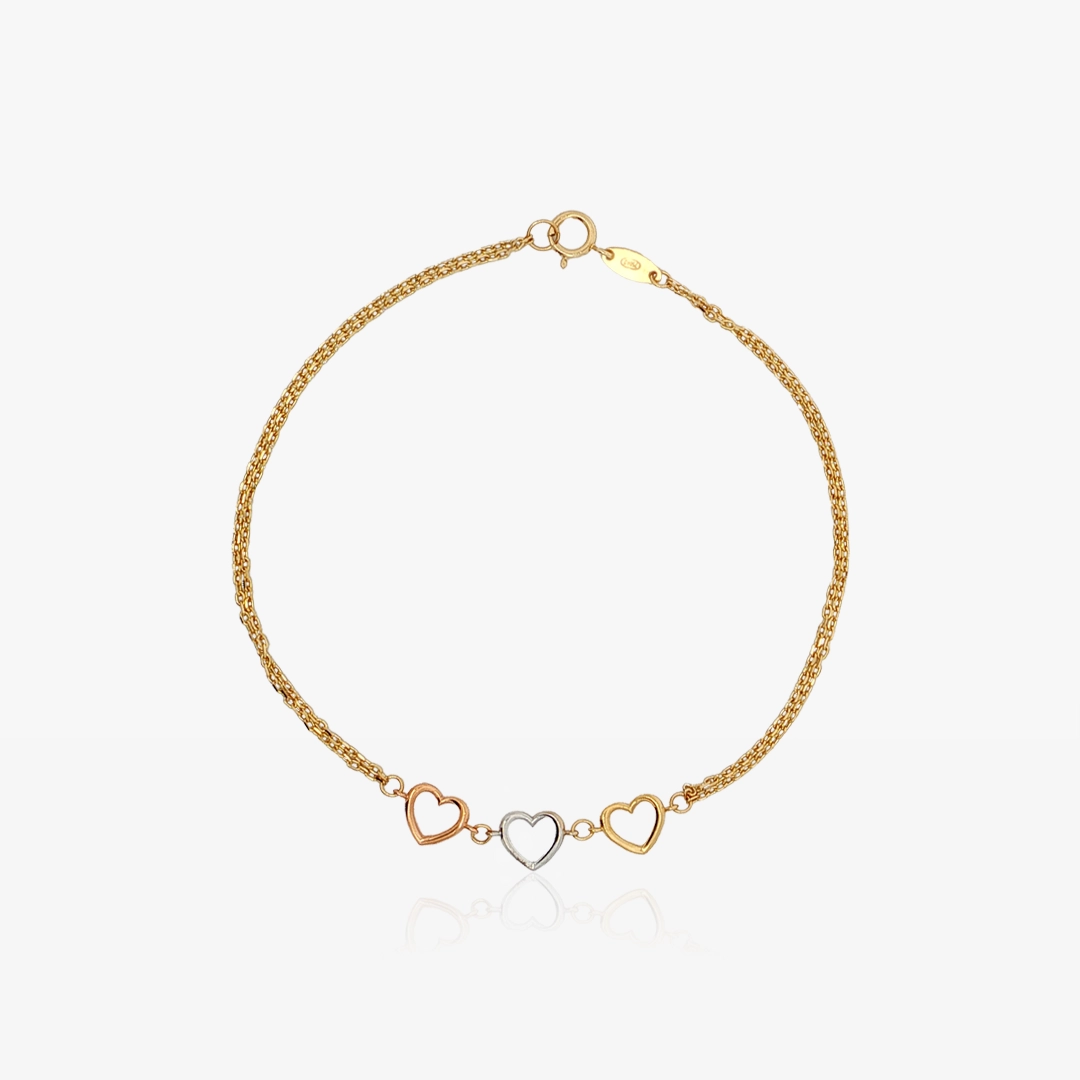 Pulsera corazones tricolor