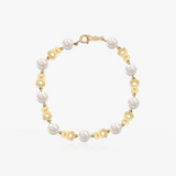 Gold Bracelet Pearls 6 Mm Bears 16 Mm