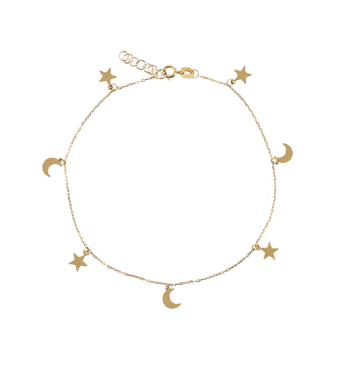 GOLD9 Plain Bracelet Anklet Star Moon 25 Cm Tr