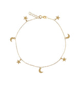 GOLD9 Plain Bracelet Anklet Star Moon 25 Cm Tr