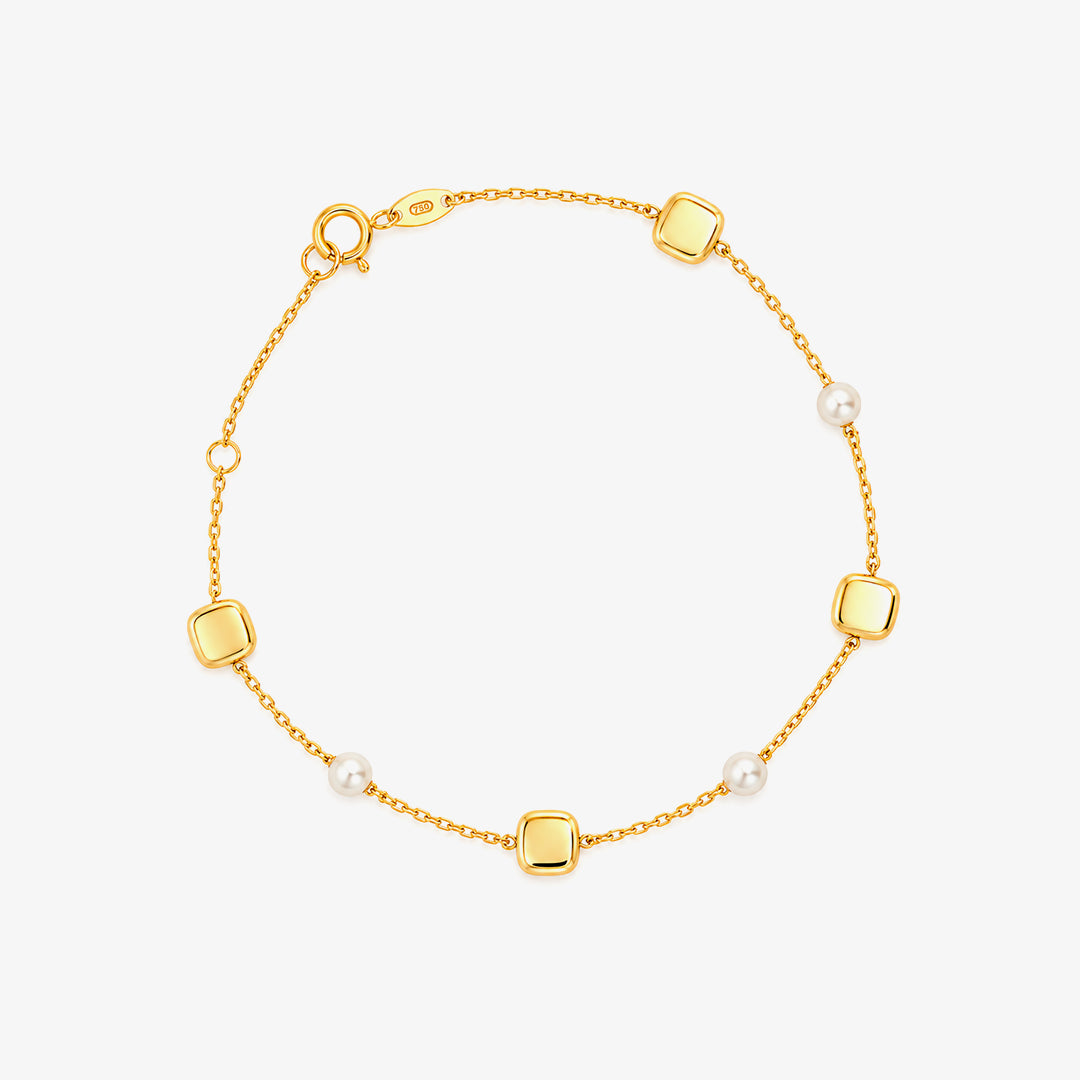 Pulsera Perlas y Cuadrados