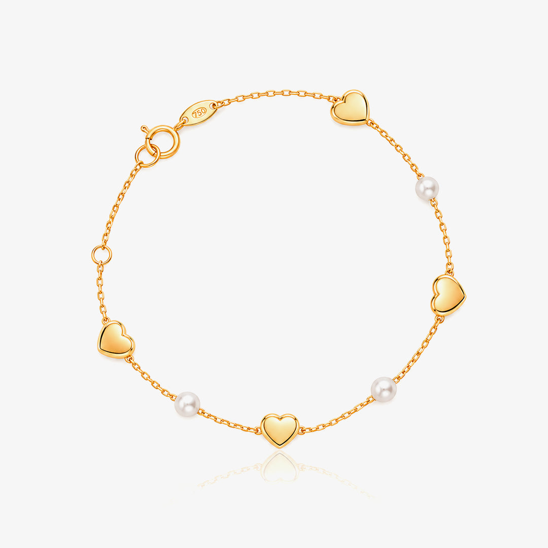 Pulsera Perlas y Corazones