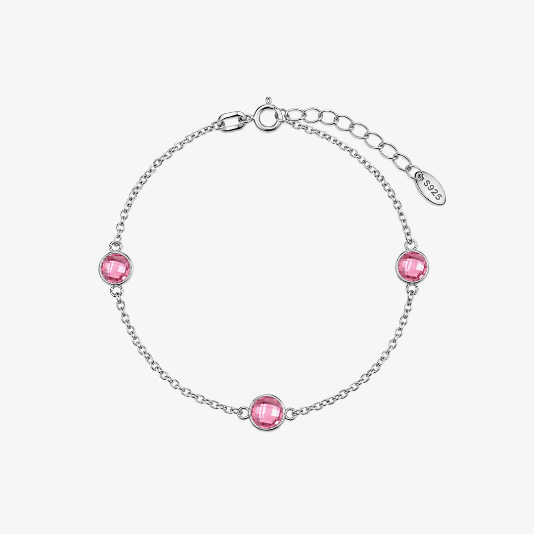 Pulsera Rolo y circonitas rosas