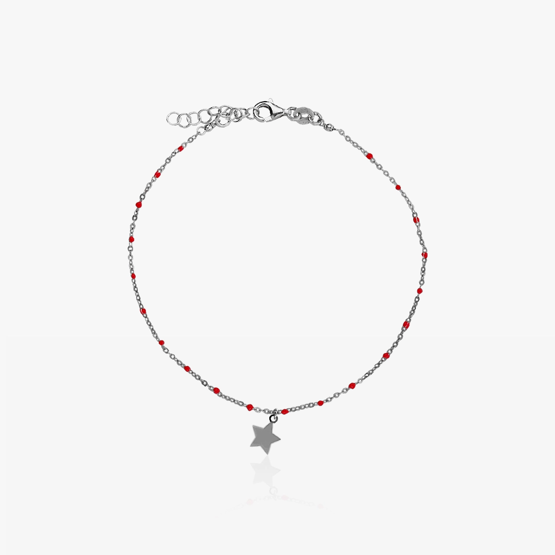 Tobillera Coral Estrella Plata ley