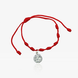 Plain Silver Bracelet Macrame Red Tetragrammaton