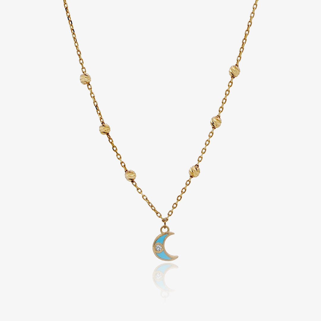 Enameled Moon Necklace