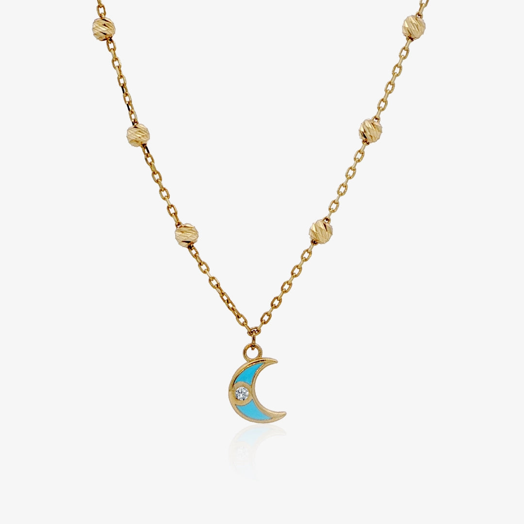 Enameled Moon Necklace