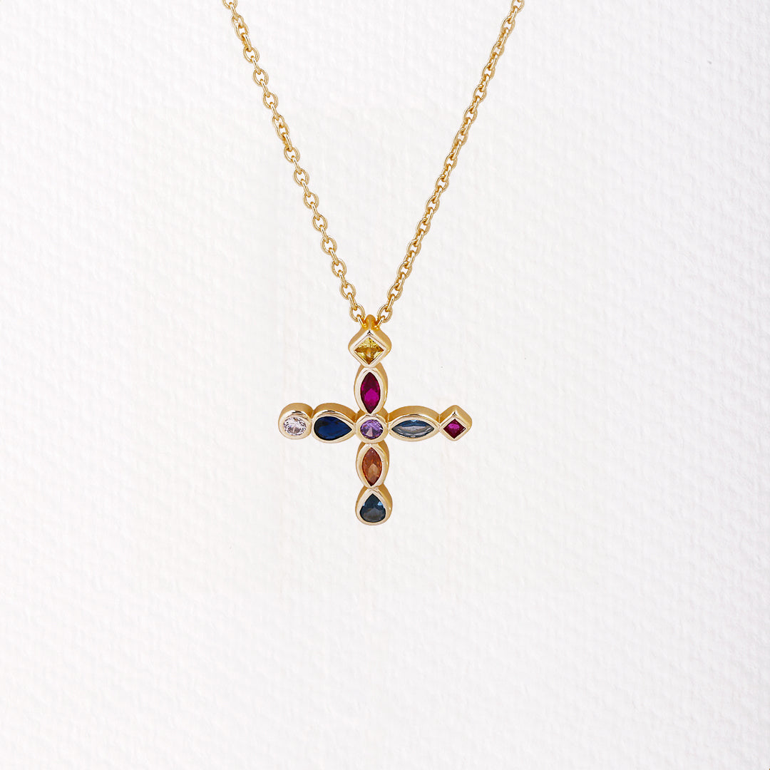 Colored cross necklace