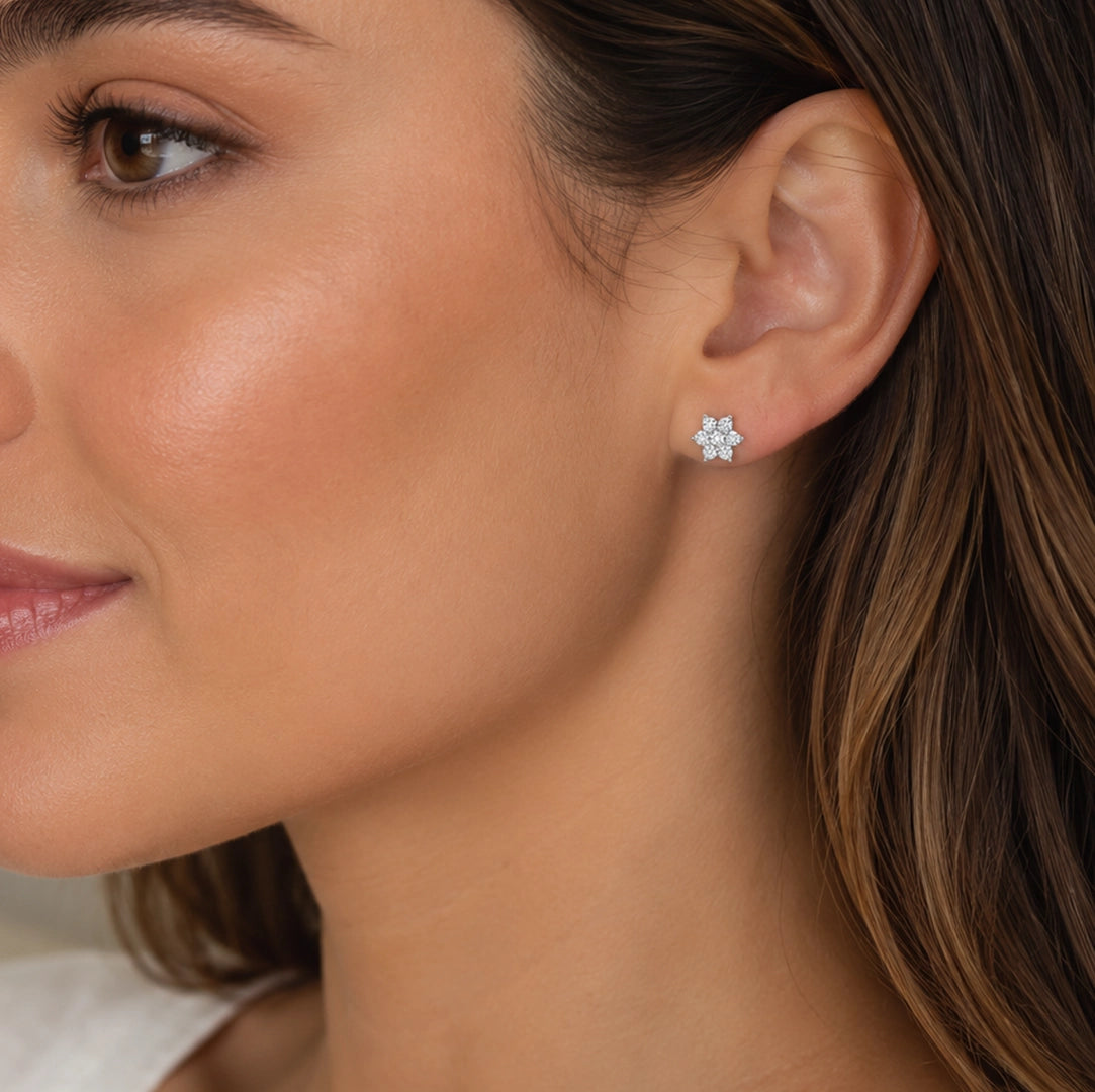 Diamond Flower Earrings