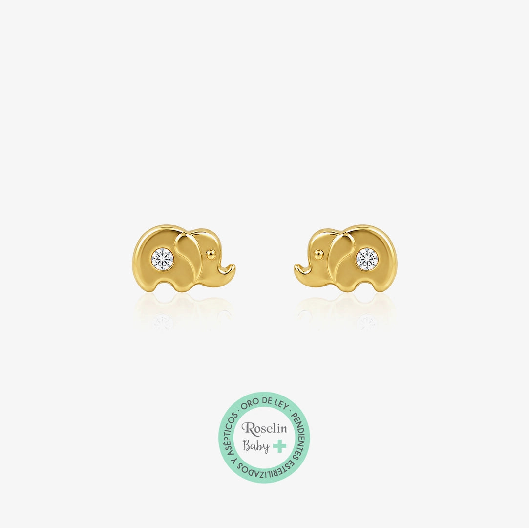 Baby+ Elephant and Zirconia Earrings