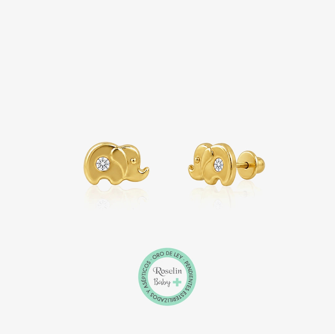 Baby+ Elephant and Zirconia Earrings
