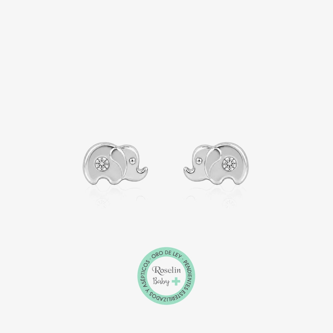 Baby+ Elephant and Zirconia Earrings