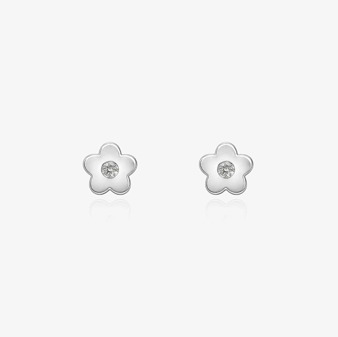 Diamond Flower Stud Earrings