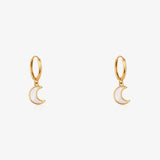 Mother of Pearl Moon Hoop Earrings