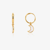 Mother of Pearl Moon Hoop Earrings